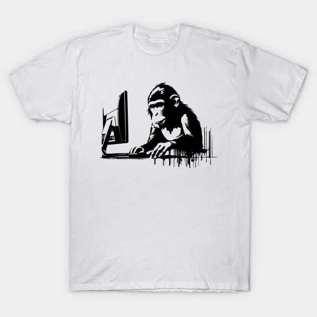 monkey plays computer T-Shirt by lkn
